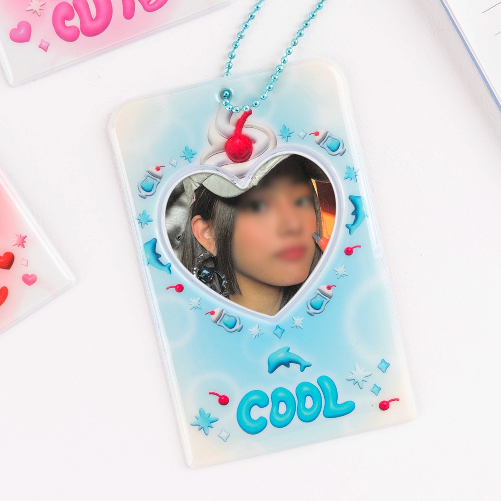 [먀우먀우] Cute&amp;Cool 블루소다 하트참 포토카드 홀더 키링더키월드